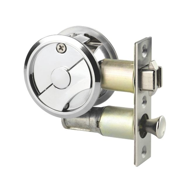 Lockwood Symmetry Round Cavity Sliding Door Privacy Set Chrome Plate Dp 7400CPDP - The Blue Space