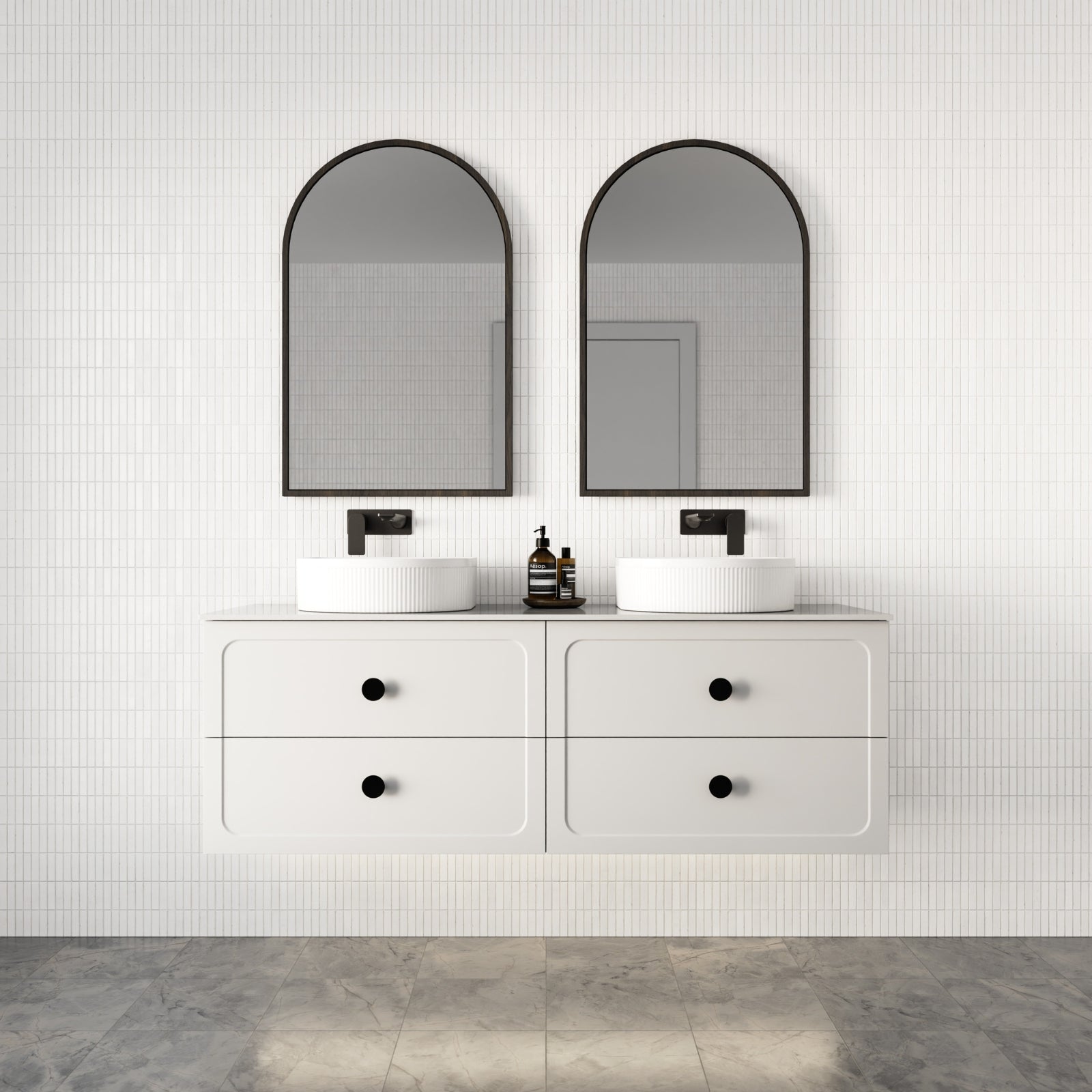 Lifestyle Marquis Camden Wall Hung Vanity with Caesarstone, Vasari or Dekton Top CAMDEN14-WH - The Blue Space