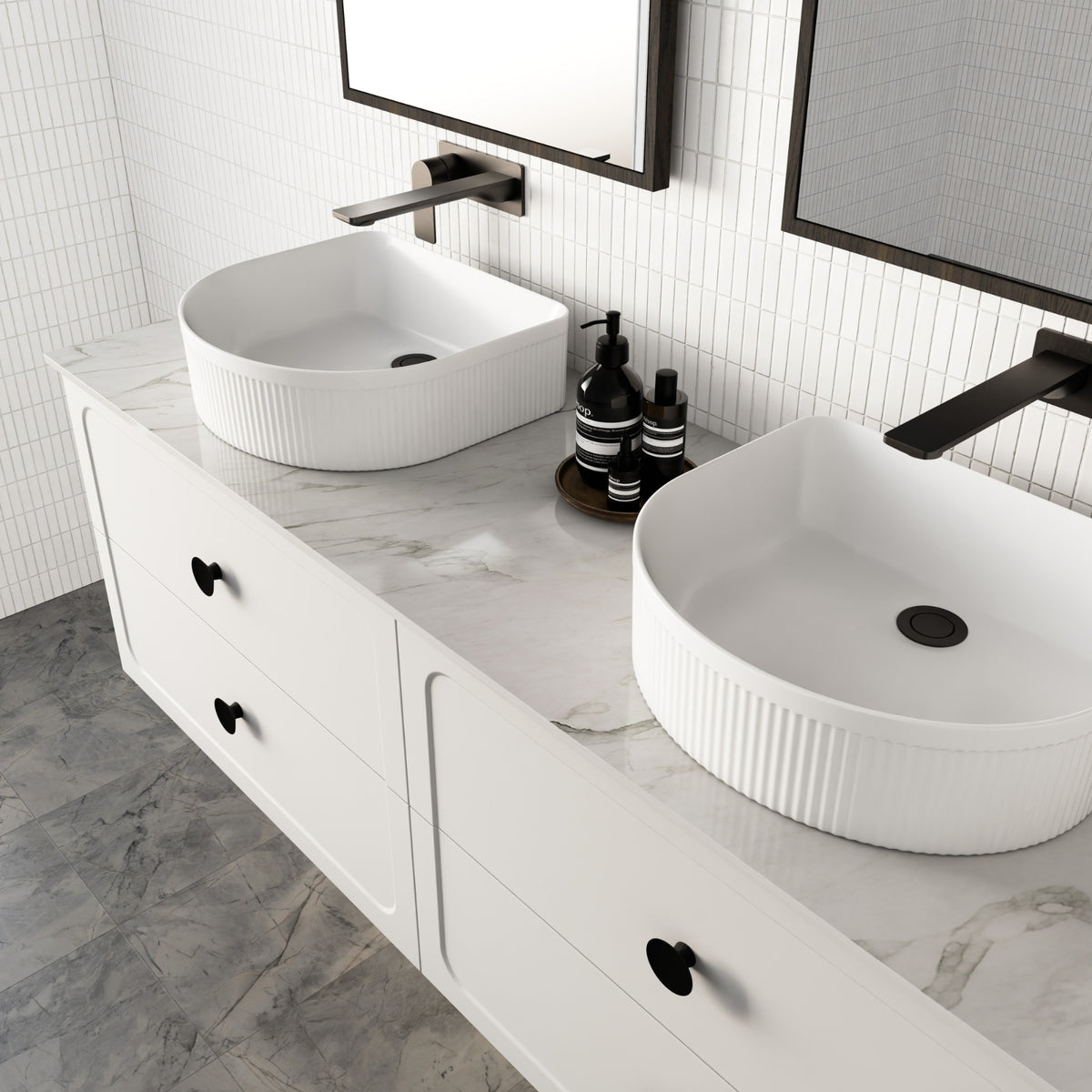 Lifestyle Marquis Camden Wall Hung Vanity with Caesarstone, Vasari or Dekton Top CAMDEN14-WH - The Blue Space