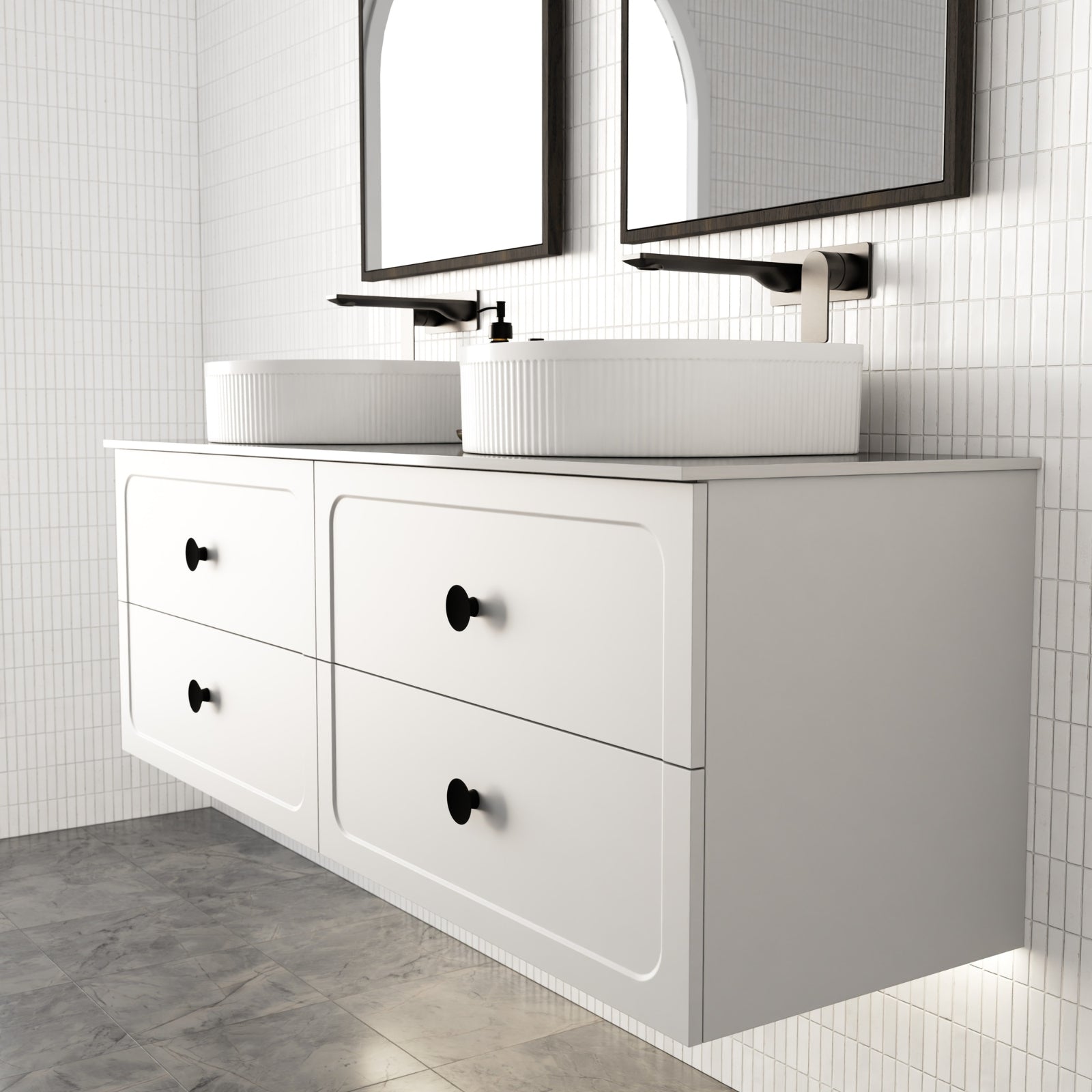 Lifestyle Marquis Camden Wall Hung Vanity with Caesarstone, Vasari or Dekton Top CAMDEN14-WH - The Blue Space