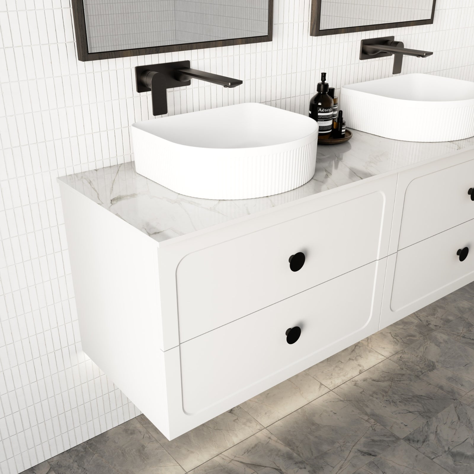 Lifestyle Marquis Camden Wall Hung Vanity with Caesarstone, Vasari or Dekton Top CAMDEN14-WH - The Blue Space