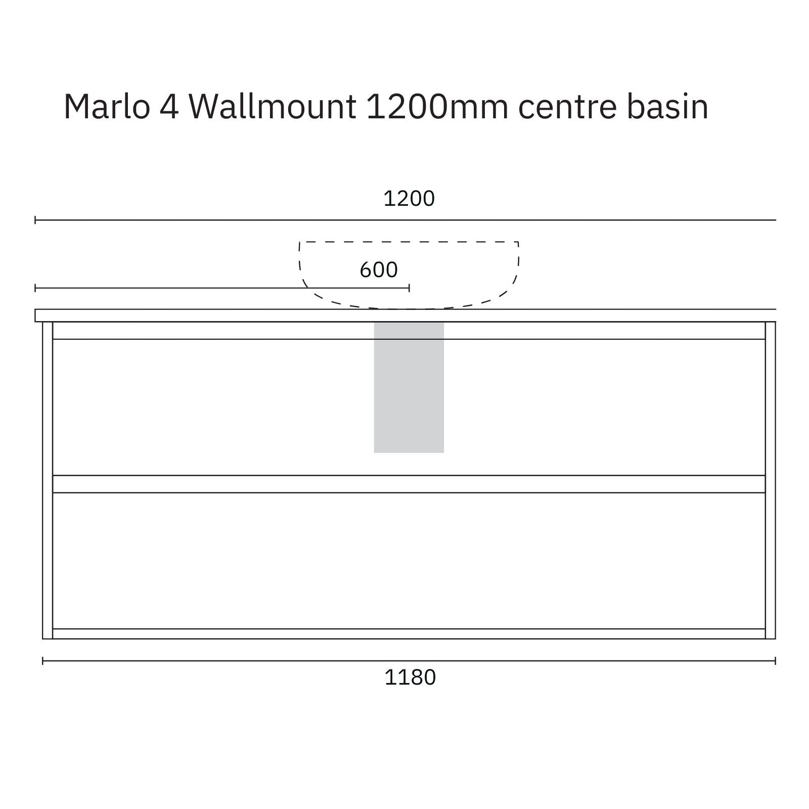 Technical Drawing Marquis Marlo Wall Hung Vanity with Caesarstone, Vasari or Dekton Top MARLO4-WH - The Blue Space