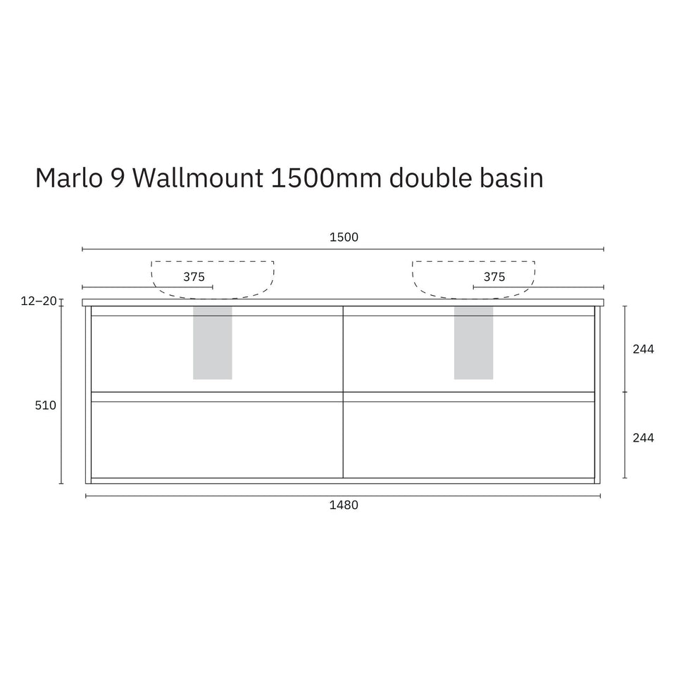Marquis Marlo Wall Hung Vanity with Caesarstone, Vasari or Dekton Top