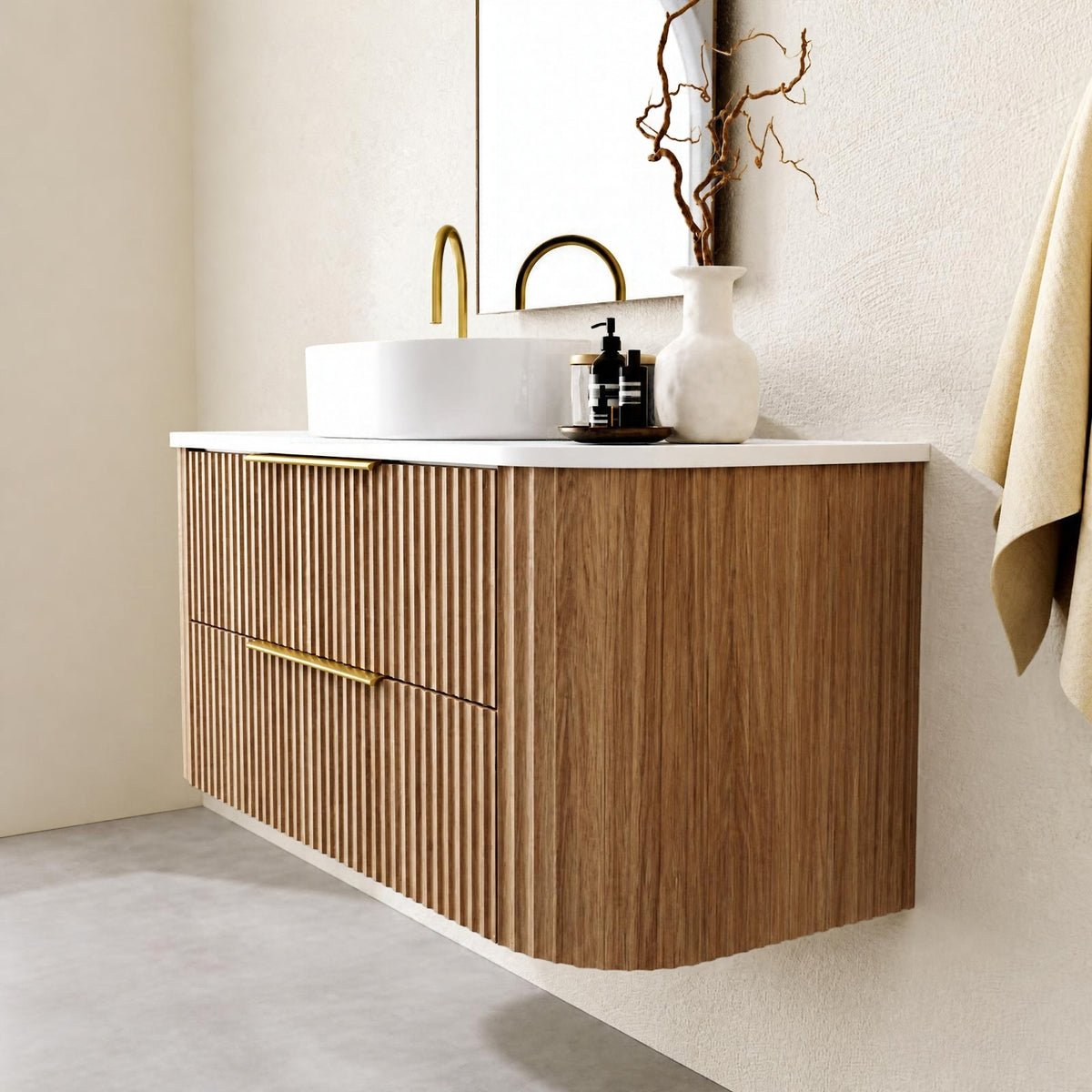 Marquis Shore 2 Drawer Wall Hung Vanity with Symphony Solid Surface Top and Basin SHORE1-2DRW-WH - The Blue Space