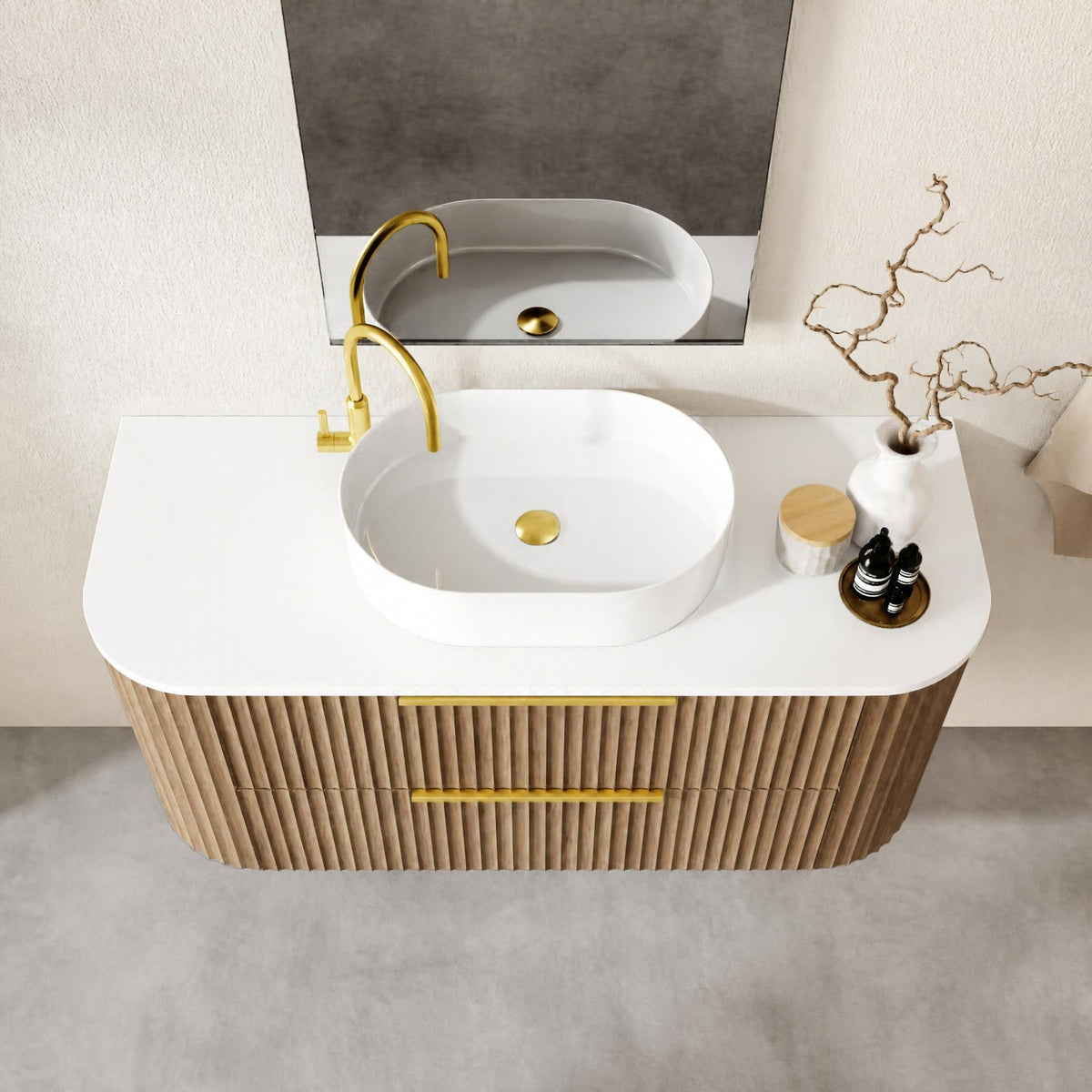 Marquis Shore 2 Drawer Wall Hung Vanity with Symphony Solid Surface Top and Basin SHORE1-2DRW-WH - The Blue Space