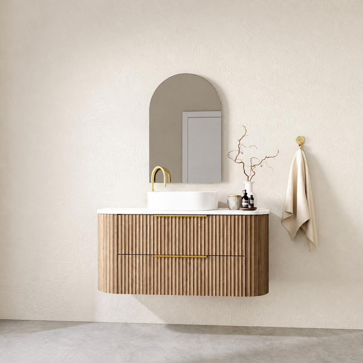 Marquis Shore 2 Drawer Wall Hung Vanity with Symphony Solid Surface Top and Basin SHORE1-2DRW-WH - The Blue Space