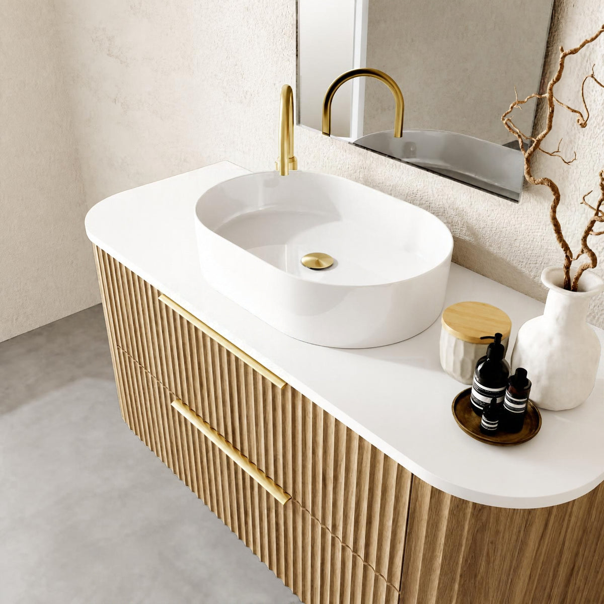 Marquis Shore 2 Drawer Wall Hung Vanity with Symphony Solid Surface Top and Basin SHORE1-2DRW-WH - The Blue Space