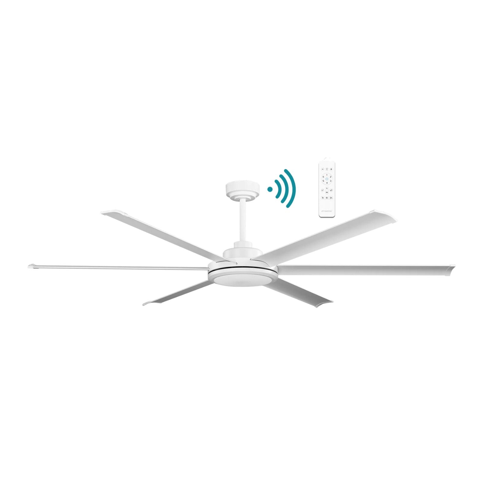 Line Drawing Martec Albatross II 2130mm DC Ceiling Fan with Light Matte White MDCAB210W-KITW - The Blue Space