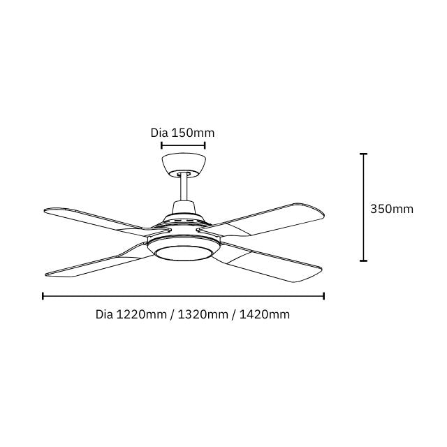 Lifestyle Martec Discovery II 1220mm Ceiling Fan with LED Light Matt Black MDF1243M - The Blue Space