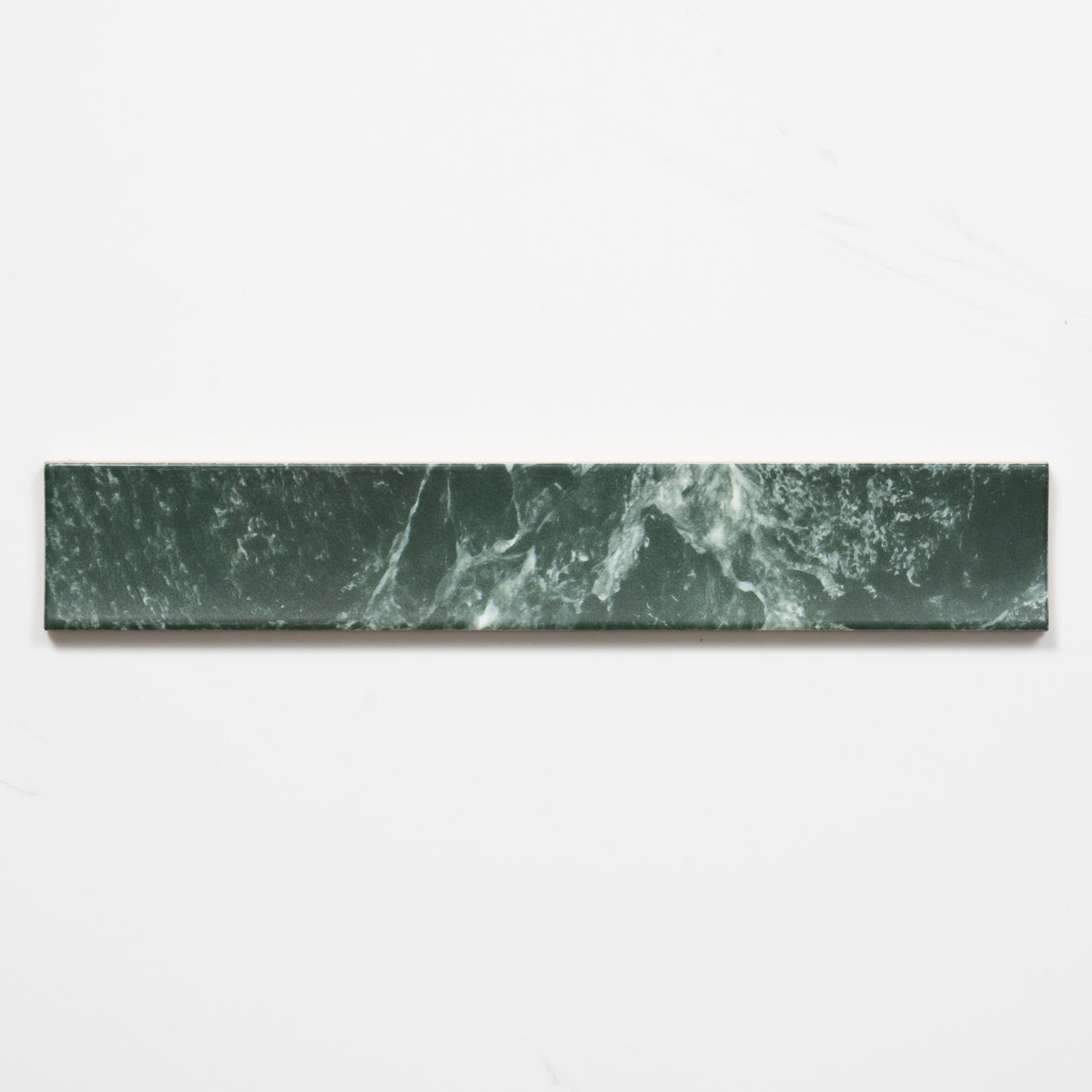 Single no Hand Matrix Green Marble Look Satin Porcelain Concave Subway Tile 50mm x 300mm AMIGNS13 - The Blue Space