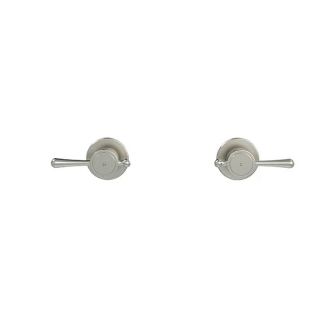 Front Meir Harrington Quarter Turn Wall Tap Set Brushed Nickel HW06-PVDBN - The Blue Space