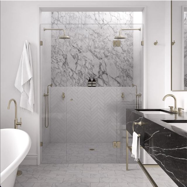 Lifestyle 1 Meir Harrington Shower Head 200mm HH04-PVDBN - The Blue Space