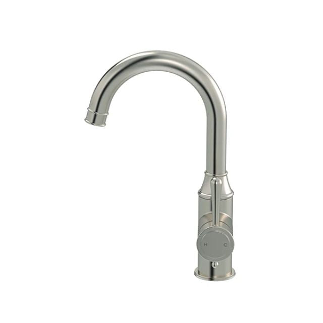 Side Meir Harrington Tall Basin Mixer Brushed Nickel HB04-R3-PVDBN - The Blue Space
