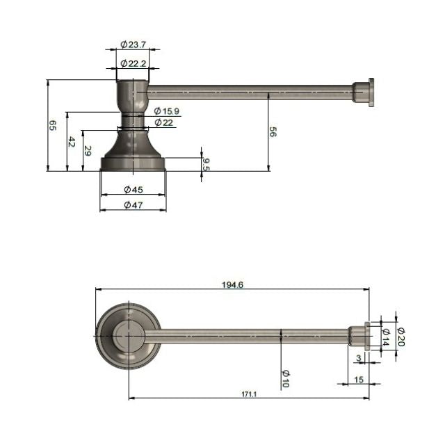 Technical Drawing Meir Harrington Toilet Roll Holder Brushed Nickel HR02-R-PVDBN - The Blue Space
