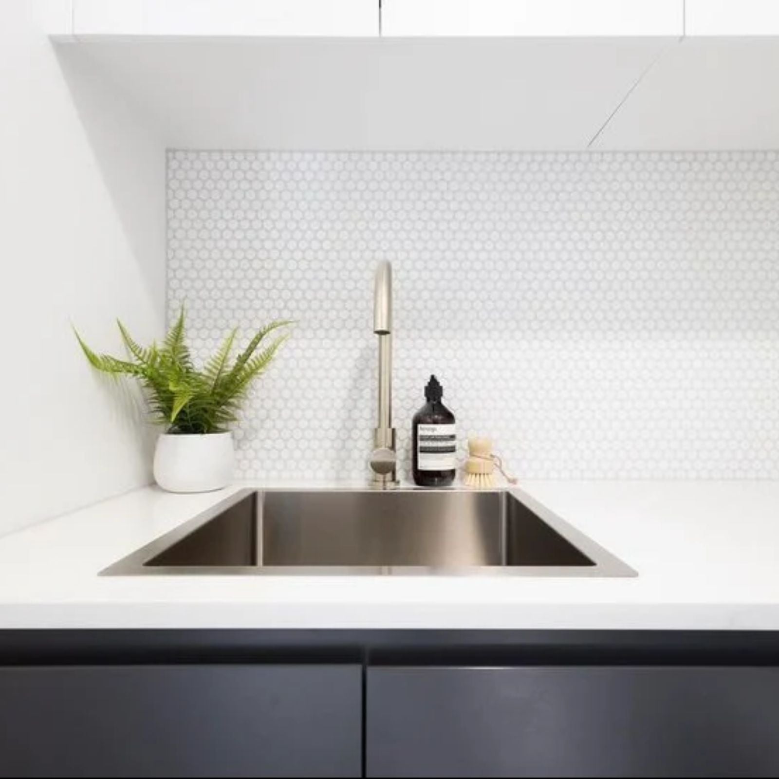 Lifestyle 5 Meir Kitchen Sink Single Bowl 450mm x 450mm - Brushed Nickel MKSP-S450450-PVDBN - The Blue Space