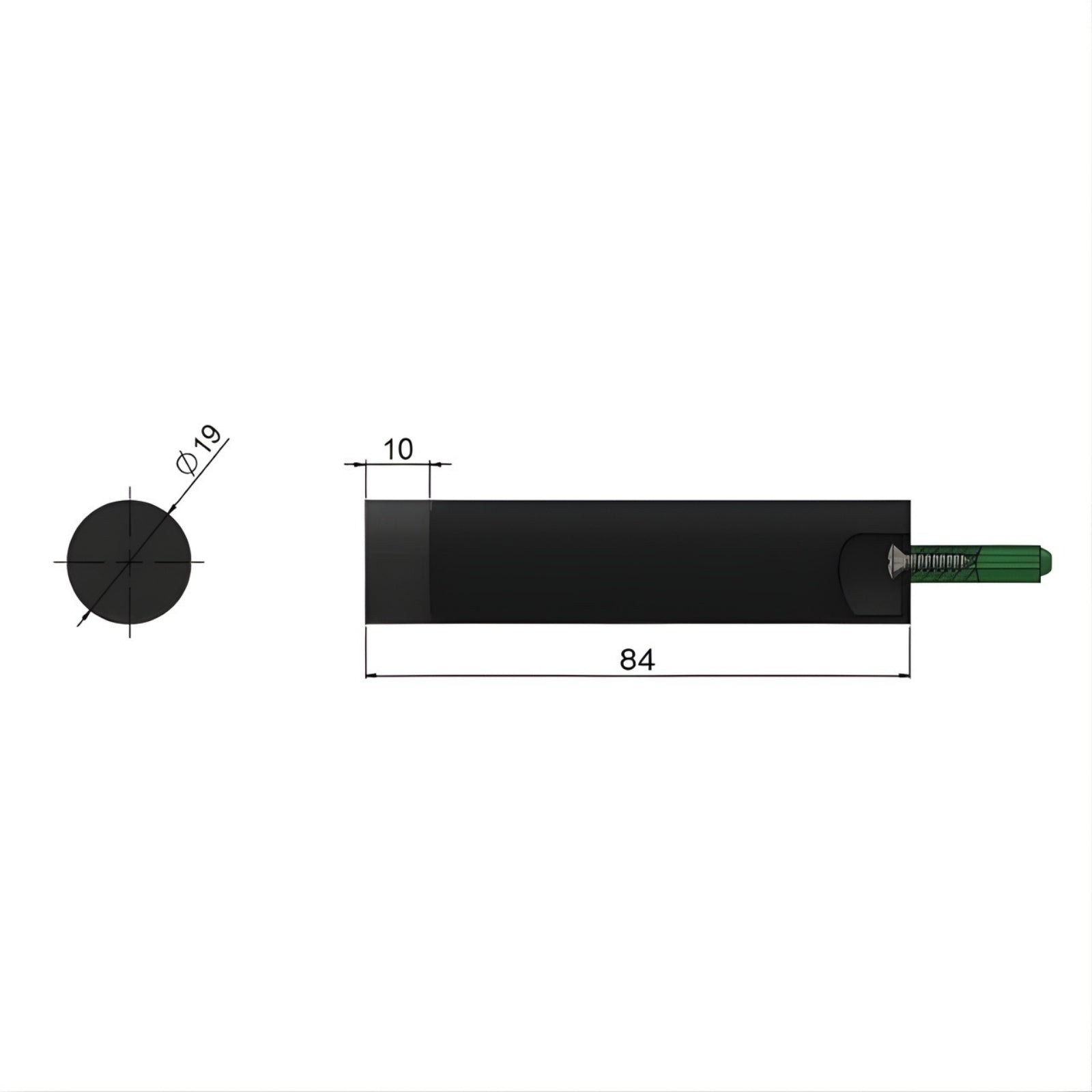 Technical Drawing Meir Round Door Stop Brushed Bronze MDS02-PVDBZ - The Blue Space