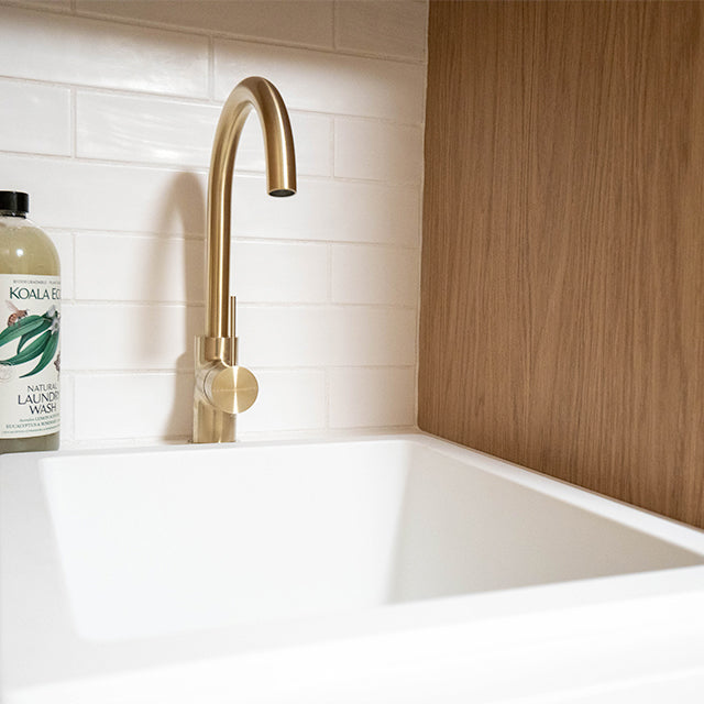 Lifestyle Meir Round Kitchen Mixer - Tiger Bronze - Gorgeous Brushed Gold Kitchen Tap