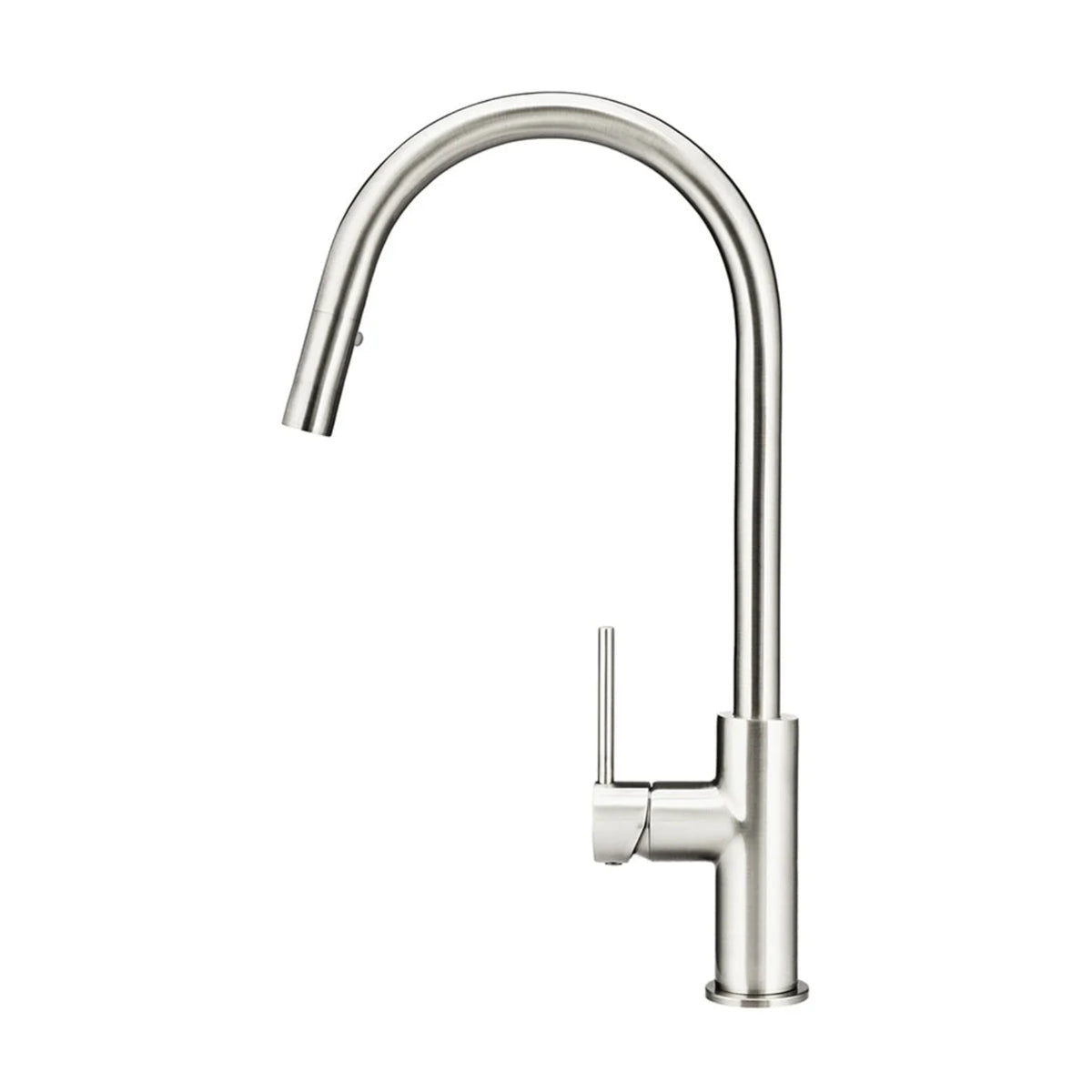 Side View Meir Round Piccola Pull Out Kitchen Sink Mixer Tap - Brushed Nickel MK17-PVDBN - The Blue Space