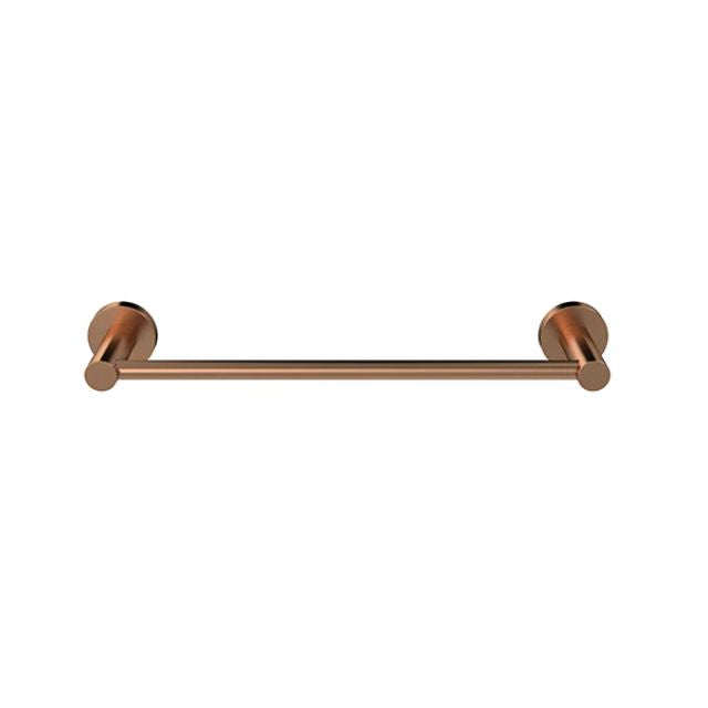Front Meir Round Single Towel Rail 300mm Brushed Bronze MR01-SR30-PVDBZ - The Blue Space