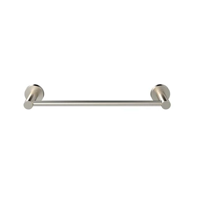 Front Meir Round Single Towel Rail 300mm Brushed Nickel MR01-SR30-PVDBN - The Blue Space