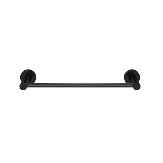 Front Meir Round Single Towel Rail 300mm Matte Black MR01-SR30 - The Blue Space