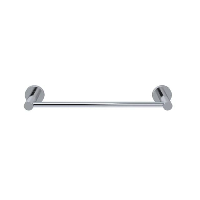 Front Meir Round Single Towel Rail 300mm Polished Chrome MR01-SR30-C - The Blue Space