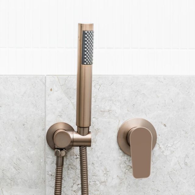 Lifestyle 2 Meir Round Wall Mixer Paddle Handle Champagne Trim Kit MW03PD-FIN-CH - The Blue Space