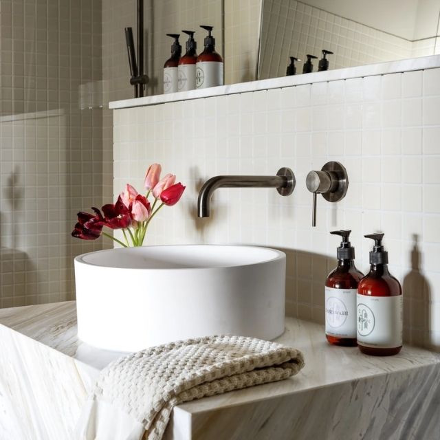 Lifestyle 2 Meir Round Wall Mixer Shadow Trim Kit MW03-FIN-PVDGM - The Blue Space