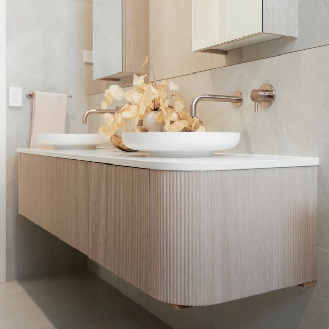 Lifestyle 1 Meir Round Wall Mixer Short Pin Lever Champagne Trim Kit MW03S-FIN-CH - The Blue Space