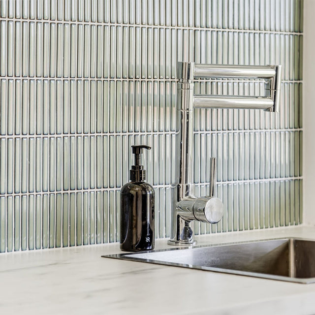 Middleton Antique Green Kit Kat Porcelain Mosaic Tile 12x92mm | The Blue Space