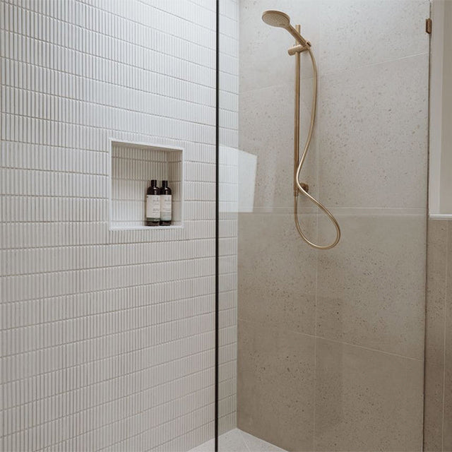Middleton White Chalk Kit Kat Porcelain Mosaic Tile 12x92mm | The Blue Space