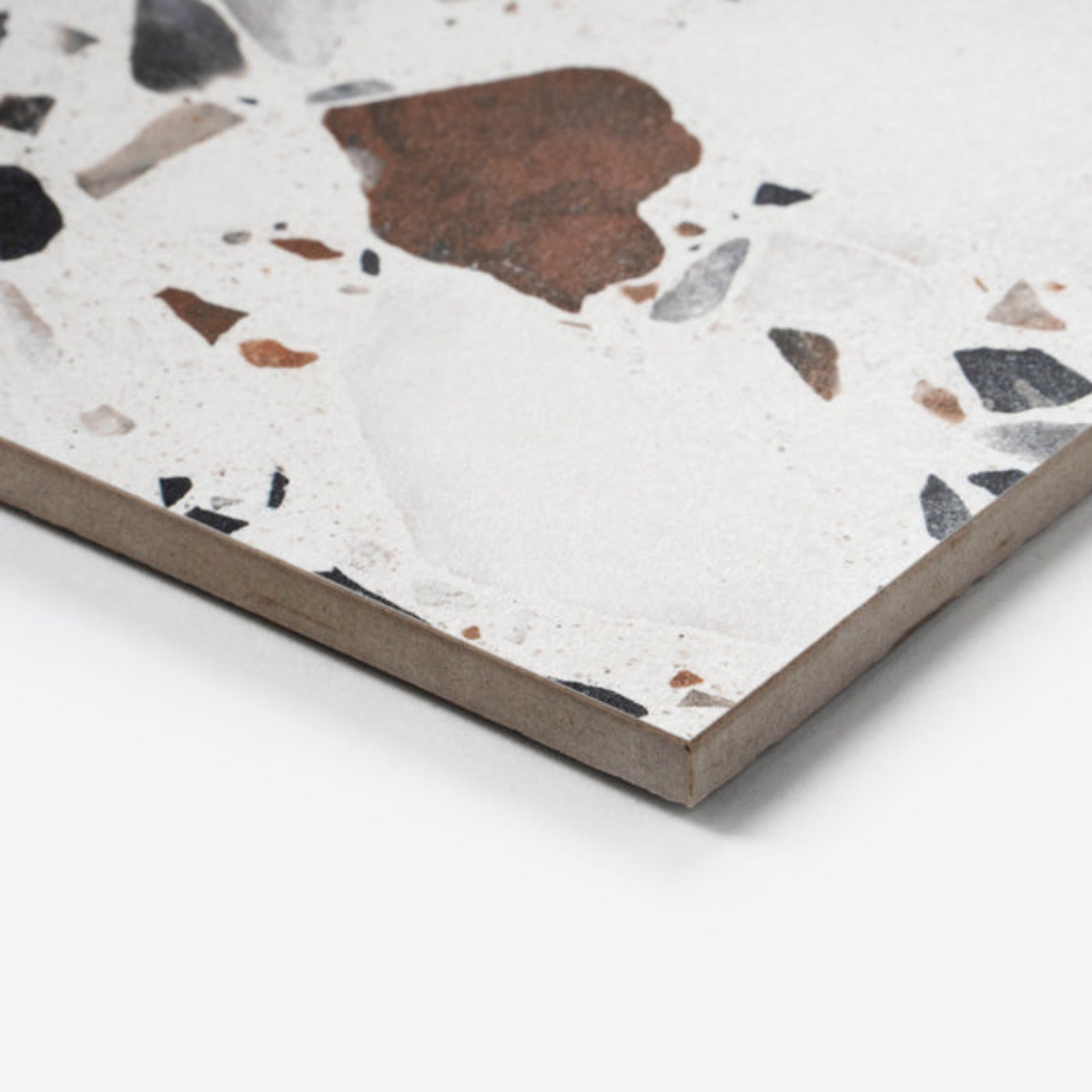 Oblique Mixed Clio Terrazzo Tile Tech Grip 600 x 600mm Porcelain - The Blue Space