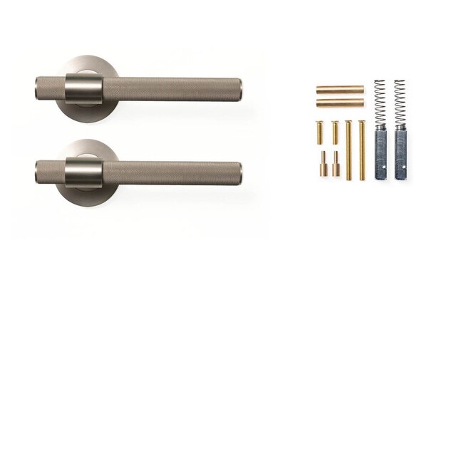 Momo Belgravia Knurled Dummy Lever Door Handle Set Dull Brushed Nickel