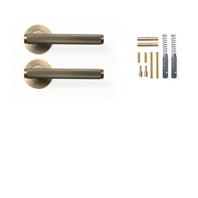 Momo Bellevue Knurled Lever Handle Set Dark Brushed Brass BVLHKN.DBB - The Blue Space