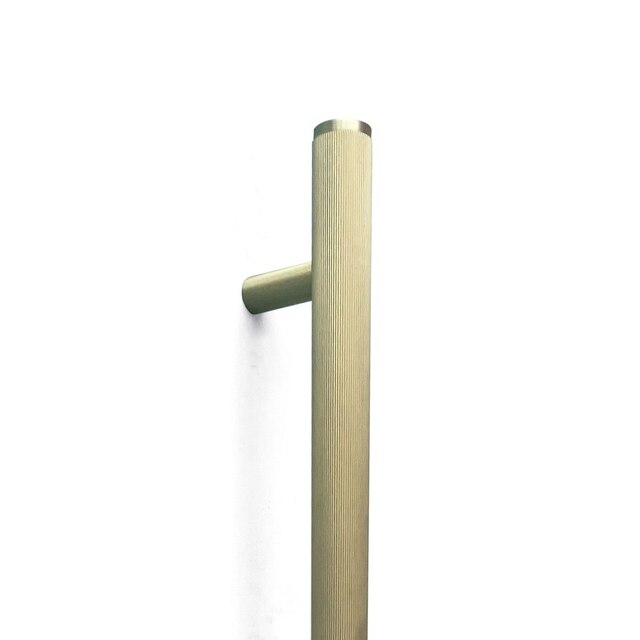 Momo Bellevue Lined Door Pull With Back To Back Fixing 416Mm Brushed Satin Brass BVLDAP.416BB.BSB - The Blue Space