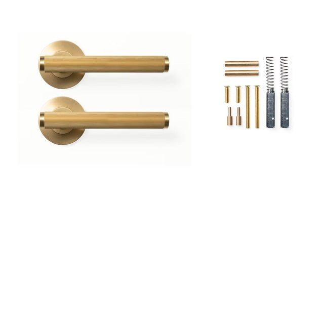 Momo Bellevue Lined Lever Handle Set Brushed Satin Brass BVLHLD.BSB - The Blue Space