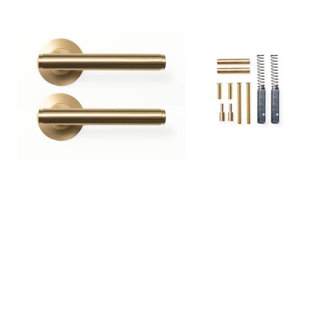 Momo Bellevue Plain Lever Handle Set Brushed Satin Brass BVLHPL.BSB - The Blue Space