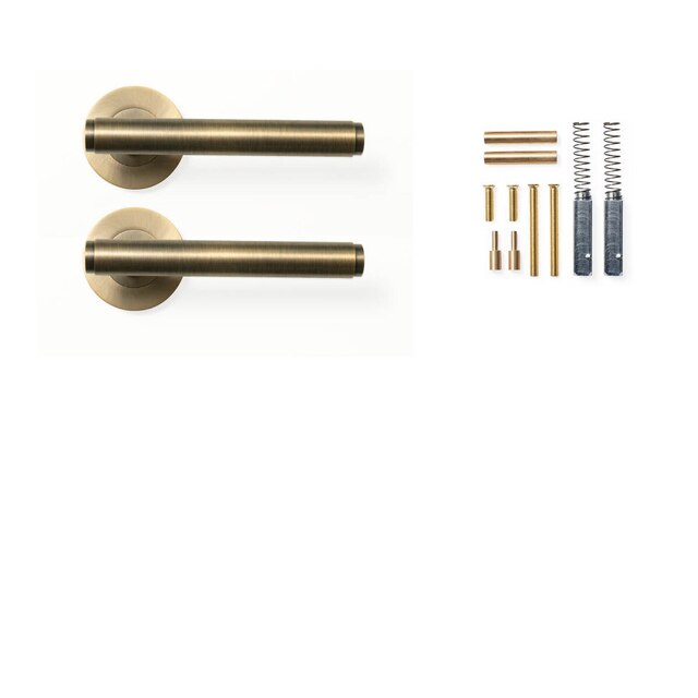 Momo Bellevue Plain Lever Handle Set Dark Brushed Brass BVLHPL.DBB - The Blue Space