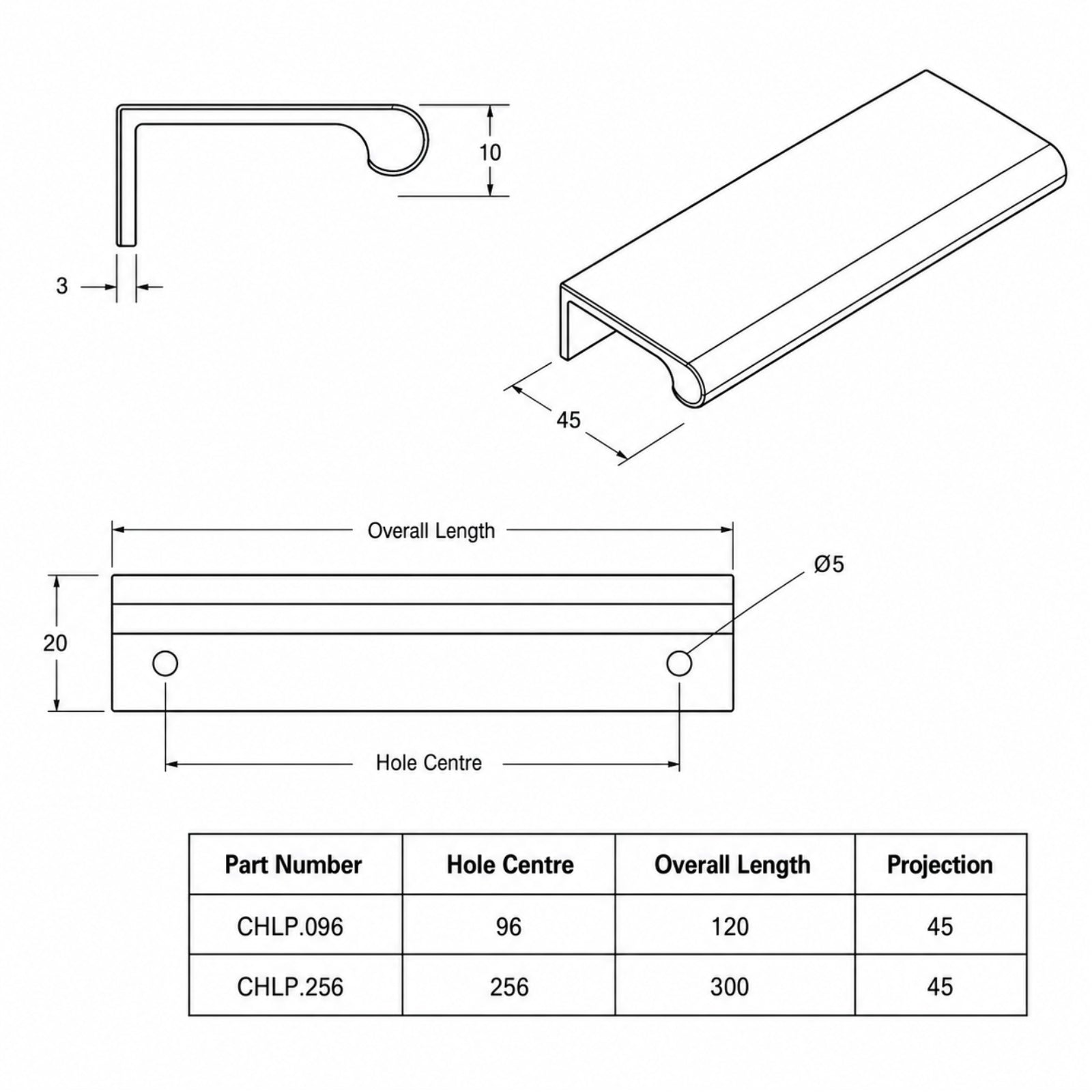 Line Drawing Momo Chelsea Lip Pull Handle Dark Brushed Brass P-CHLP.096.DBB - The Blue Space