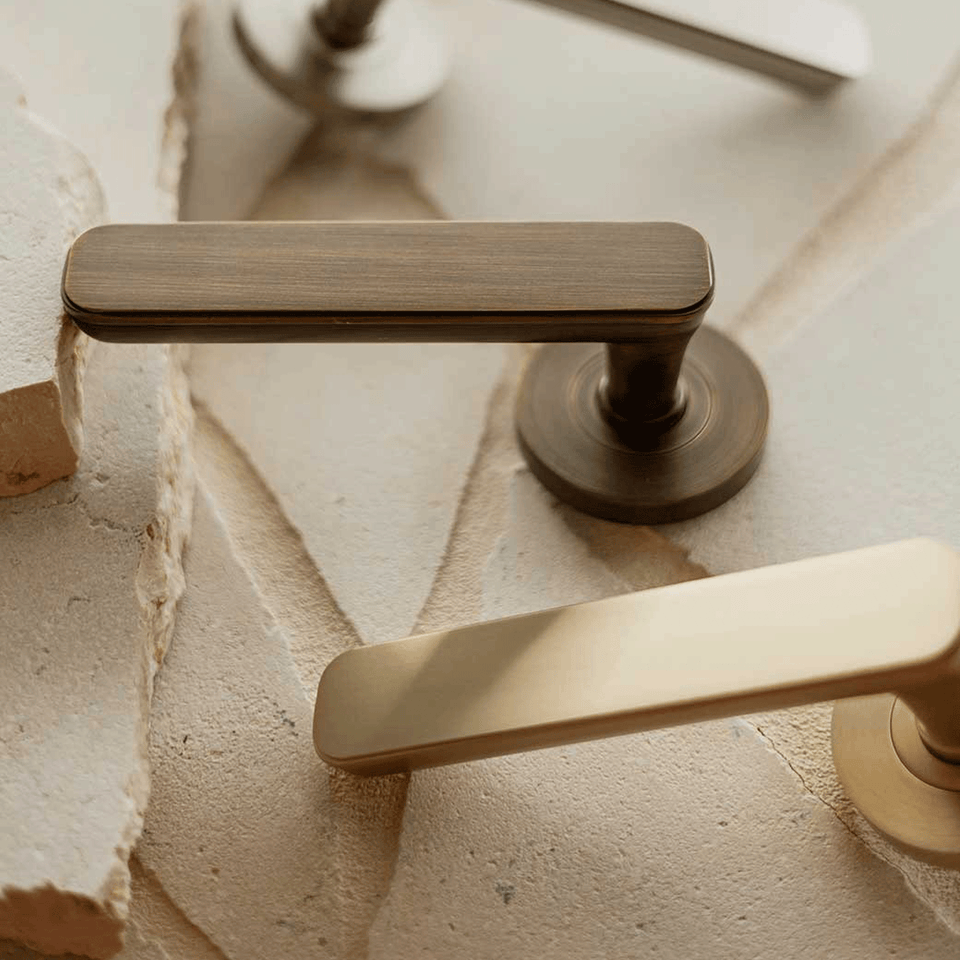Momo Aspen Dummy Lever Door Handle Set Brushed Satin Brass