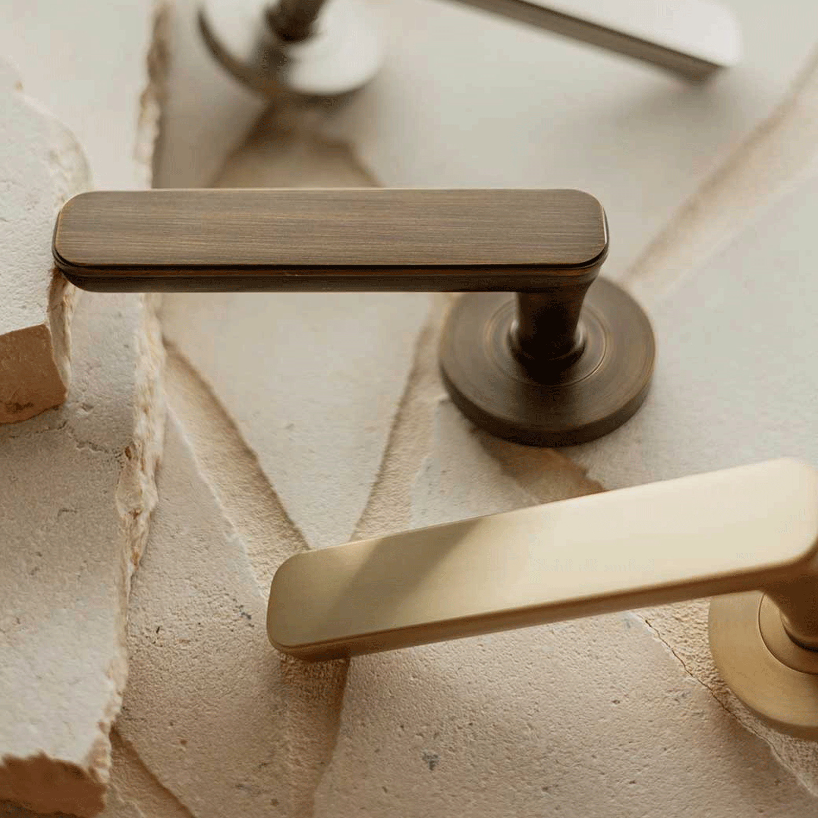 Momo Aspen Dummy Lever Door Handle Set Brushed Satin Brass