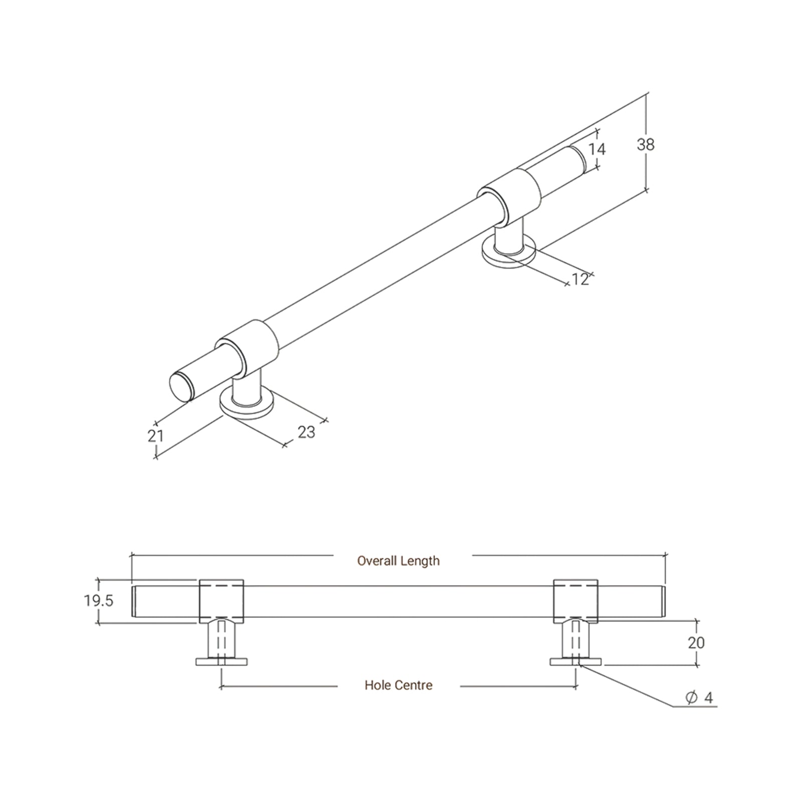 Momo Handles Belgravia 160mm Knurled Pull Handle Dark Bronze BLG160.DKB - The Blue Space