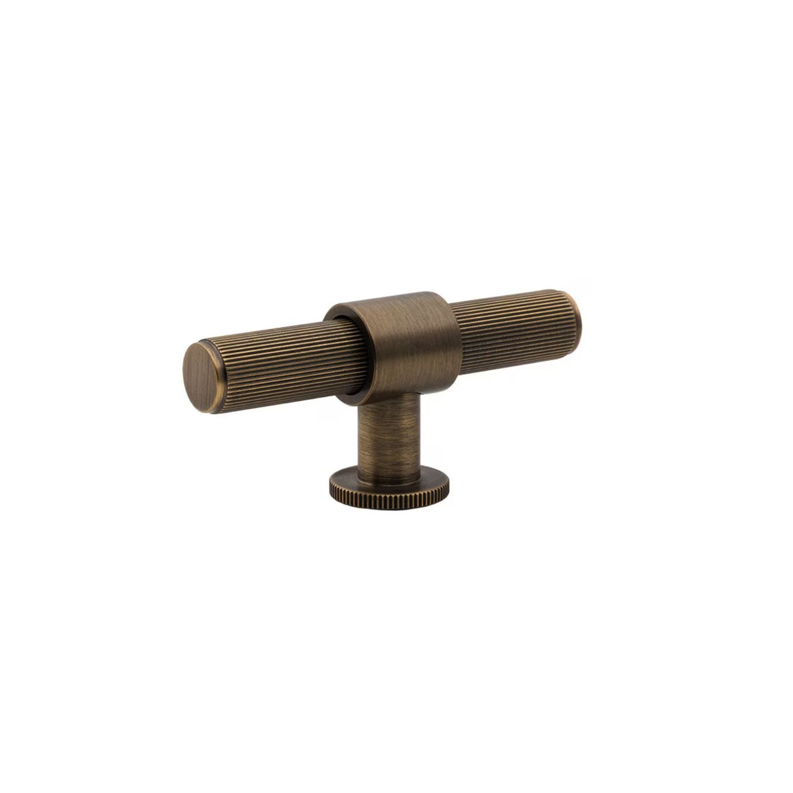 Momo Handles Belgravia 82mm T Knob Lined Dark Brushed Brass BLGLN082.DBB - The Blue Space