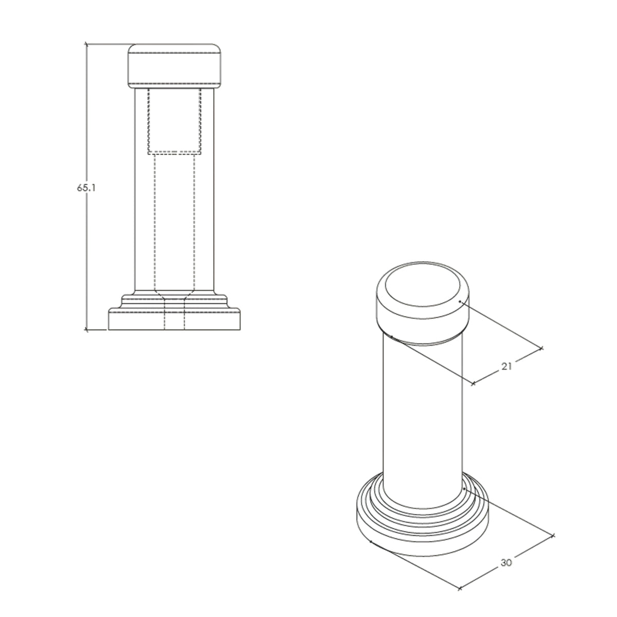 Line Drawing Momo Handles Door Stop 65mm Dark Brushed Brass MHSBDS.DBB - The Blue Space