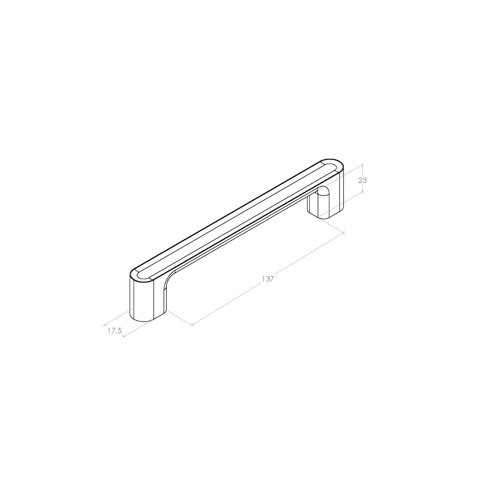 Line Drawing 2 Momo Handles Luv Wood 160mm D Handle Oak L0699.160.OAK - The Blue Space
