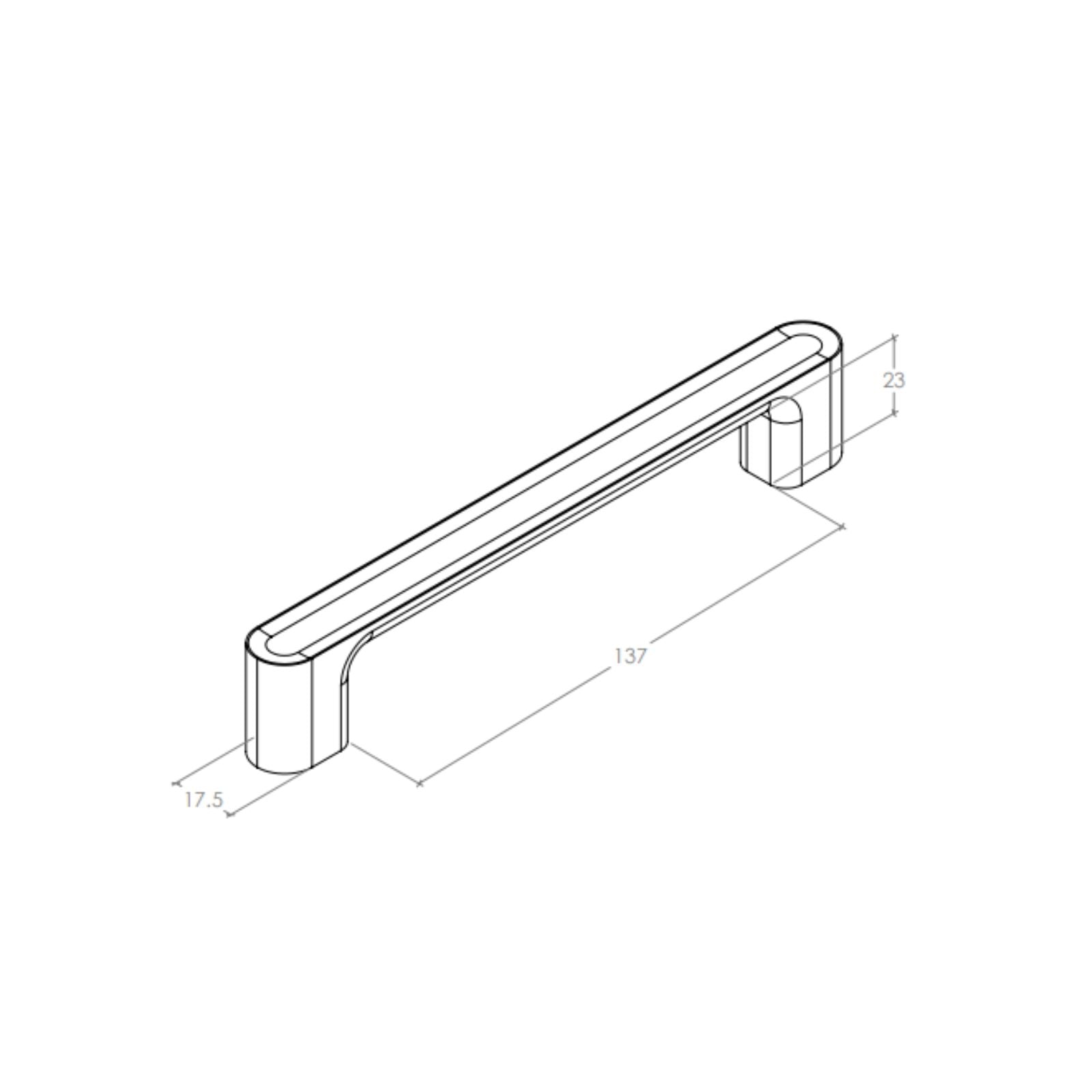 Line Drawing 2 Momo Handles Luv Wood 160mm D Handle Walnut L0699.160.WN - The Blue Space