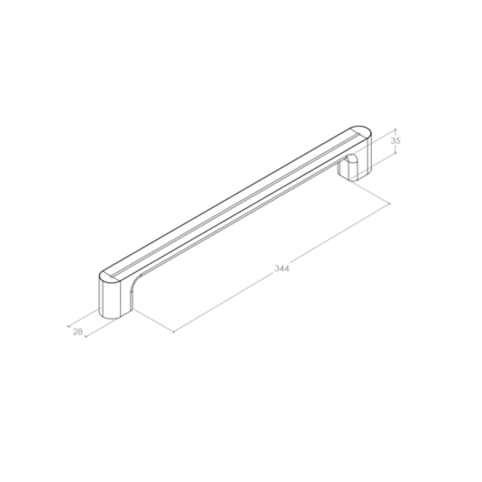 Line Drawing 2 Momo Handles Luv Wood 384mm Big D Handle Oak L0664.384.OAK - The Blue Space