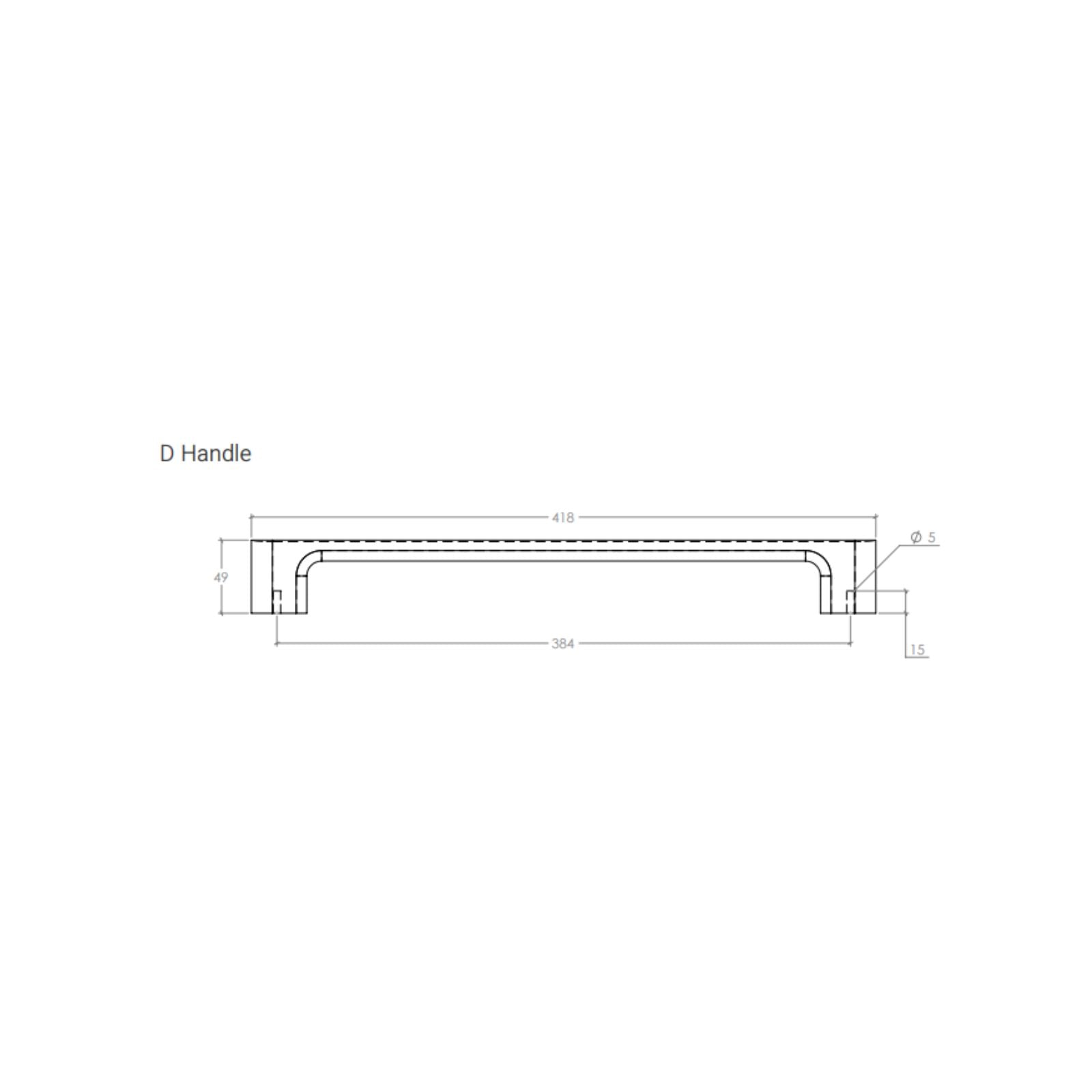 Line Drawing 1 Momo Handles Luv Wood 384mm Big D Handle Walnut L0664.384.WN - The Blue Space