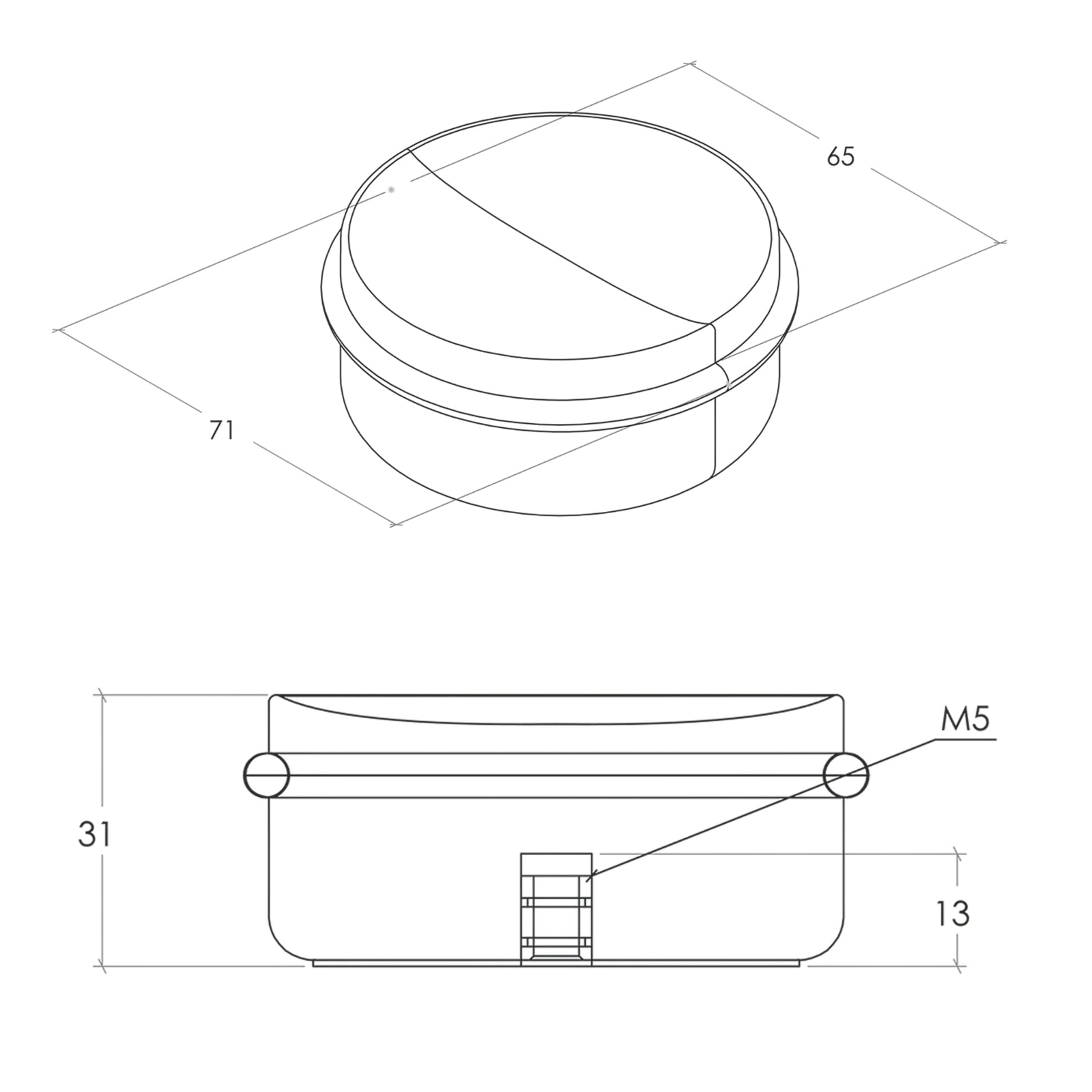 Line Drawing Momo Luv Wood Door Stop 71mm Oak L8018.071.OAK - The Blue Space