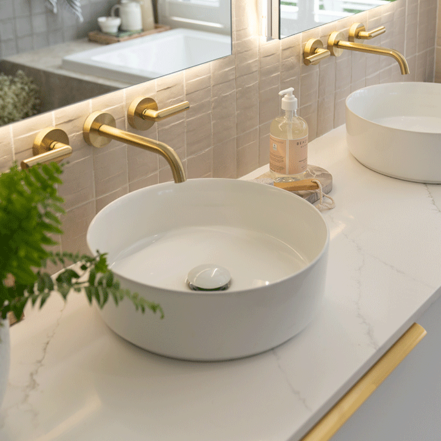 Timberline Santos Wall Hung Vanity with SilkSurface Top and allure gloss Basin